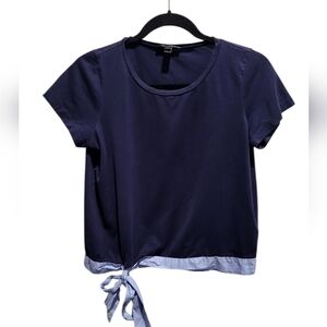 J.crew Side Tie Navy Blue Tee